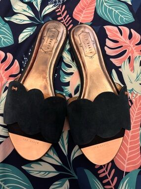 Ted Baker Rhaily Navy Suede Slide Sandals